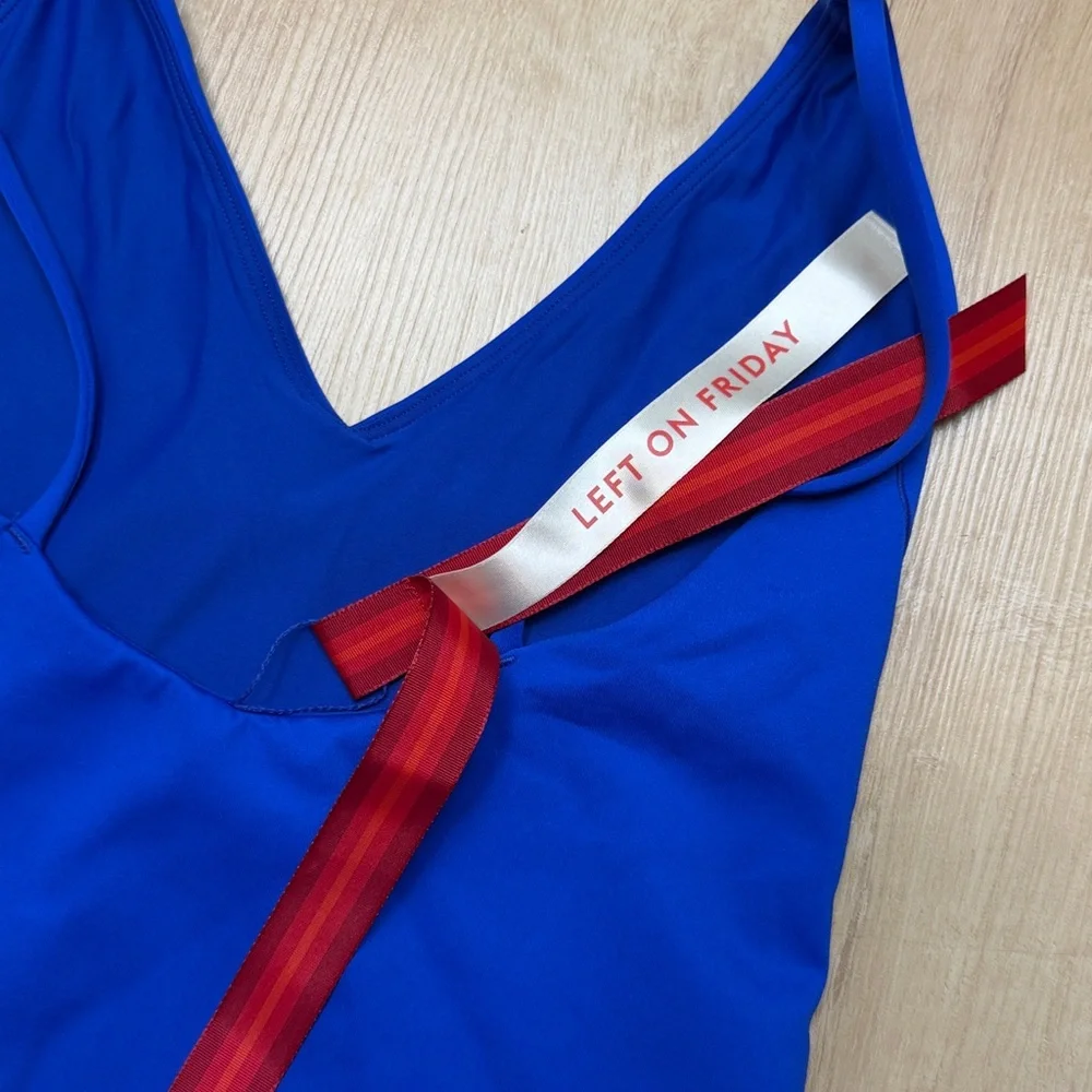 Left on Friday Sunday One-Piece Swimsuit First Place Blue